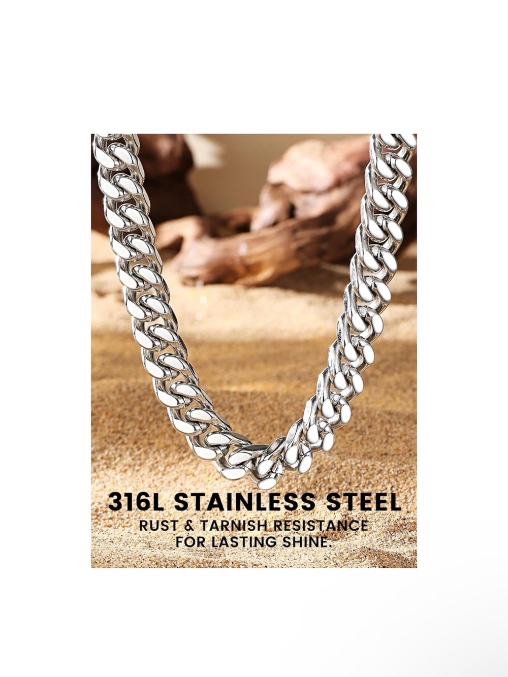 Chunky Silver Cuban Link Chain Necklace - Picture 3 of 5